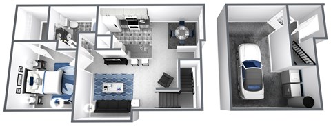 Floor plan for 1 bed, 1 bath, 850 sqft